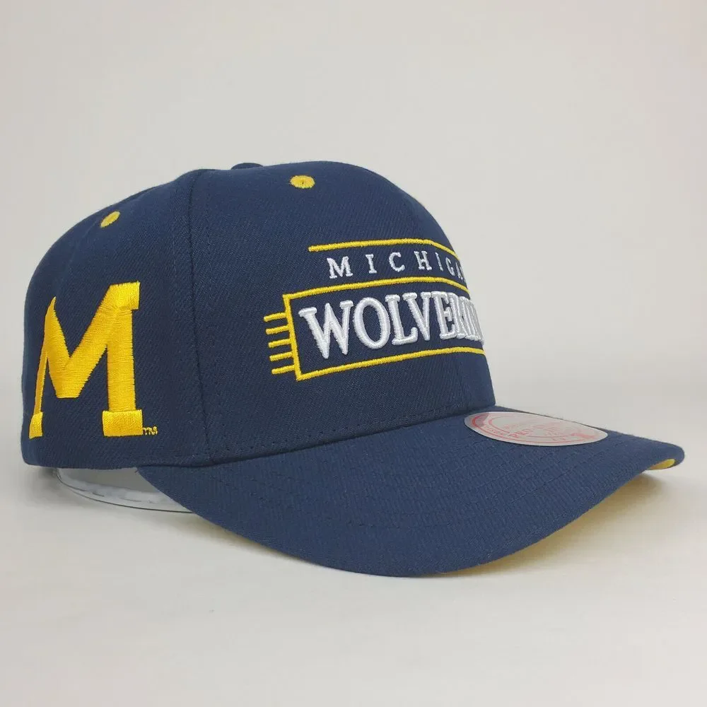 Michigan Wolverines Mitchell & Ness NCAA Pro Fit Snapback Hat Cap‎ 3D Logo NWT